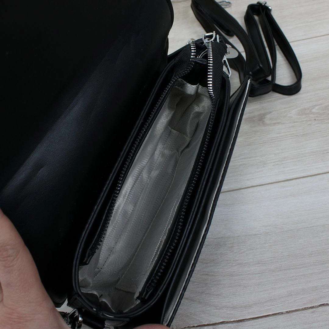 Сумка чорна крос-боді мінімалістична для щоденного носіння